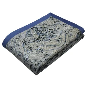 Renaissance Navy Blue Printed Velvet Throws & Runners