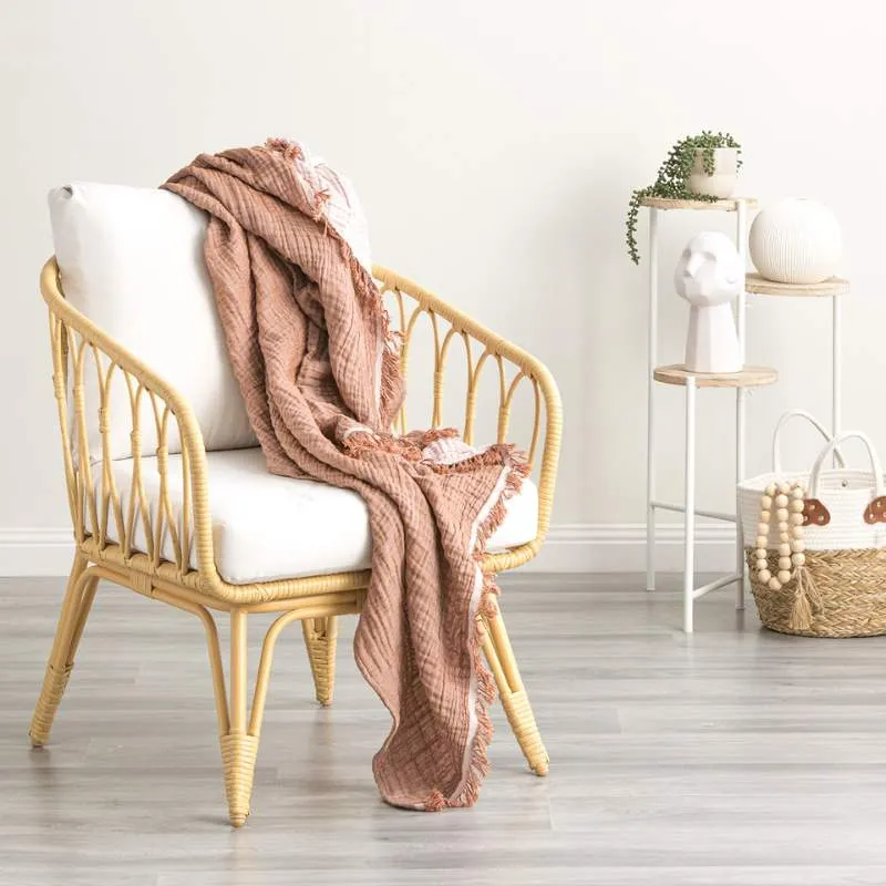 Renee Taylor Dreamy Vintage Washed Textured Rust Throw