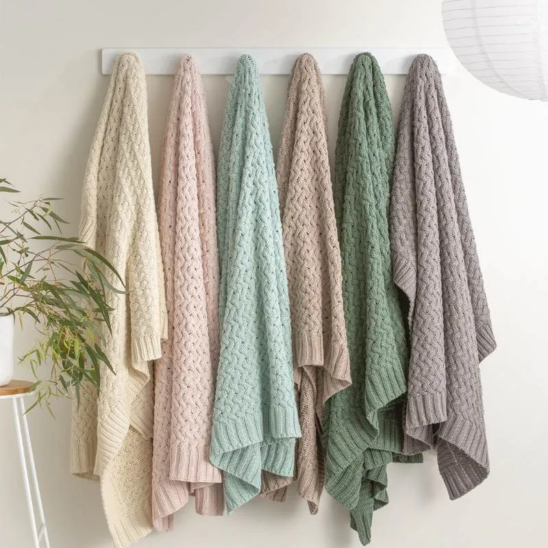 Renee Taylor Lenni Cotton Knitted Charcoal Throw