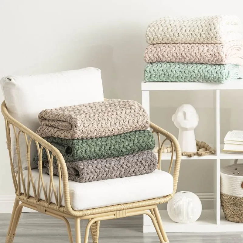 Renee Taylor Lenni Cotton Knitted Charcoal Throw
