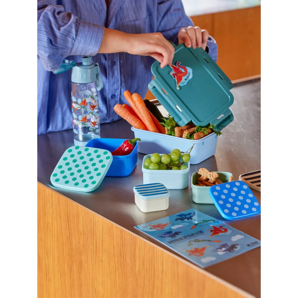 Rice DK Plastic Food Boxes with Stripes and Dots Prints - Set of 4