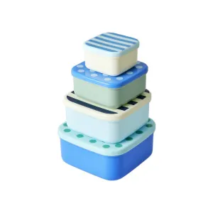 Rice DK Plastic Food Boxes with Stripes and Dots Prints - Set of 4