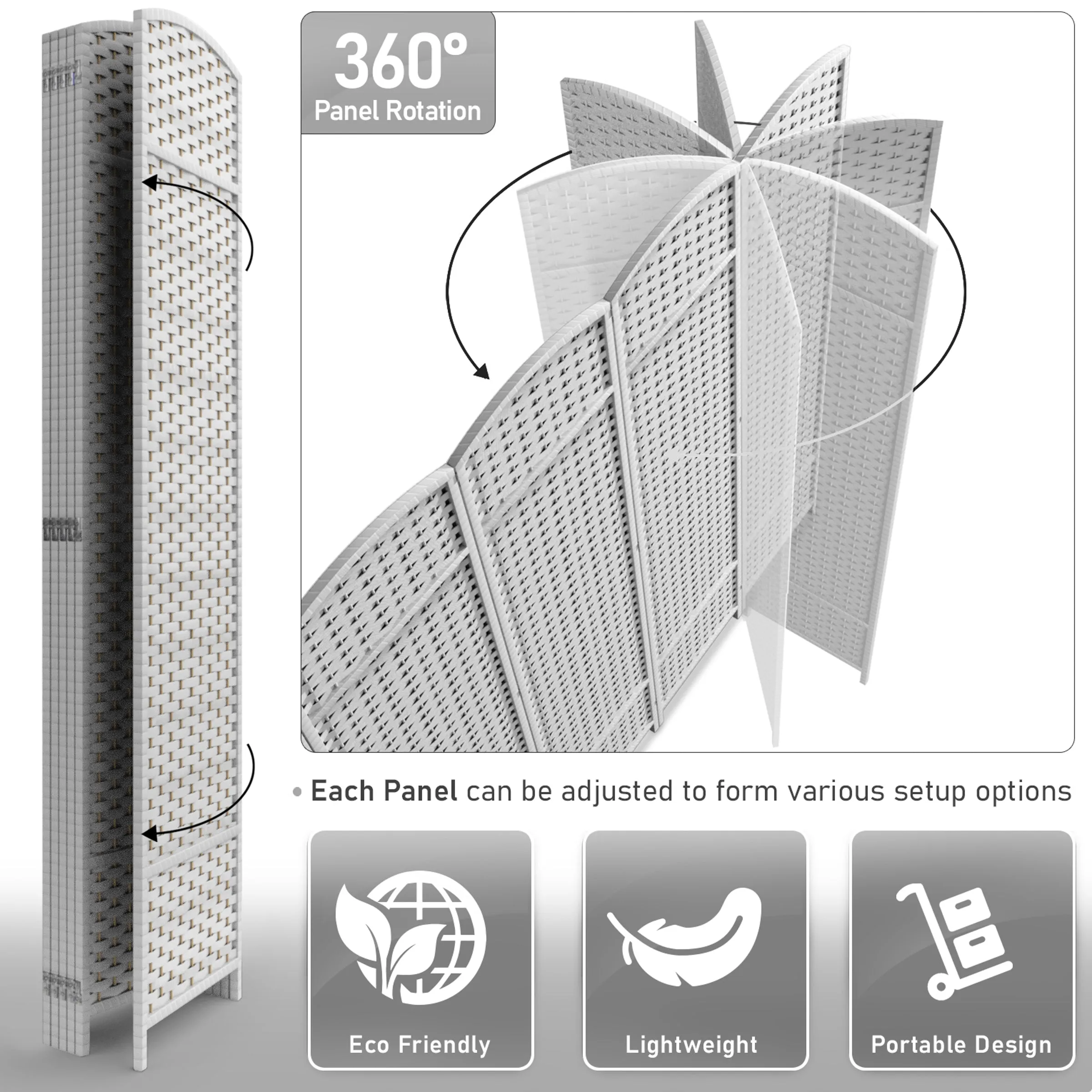 Room Divider Screen Panels (8-6-4 Panel)