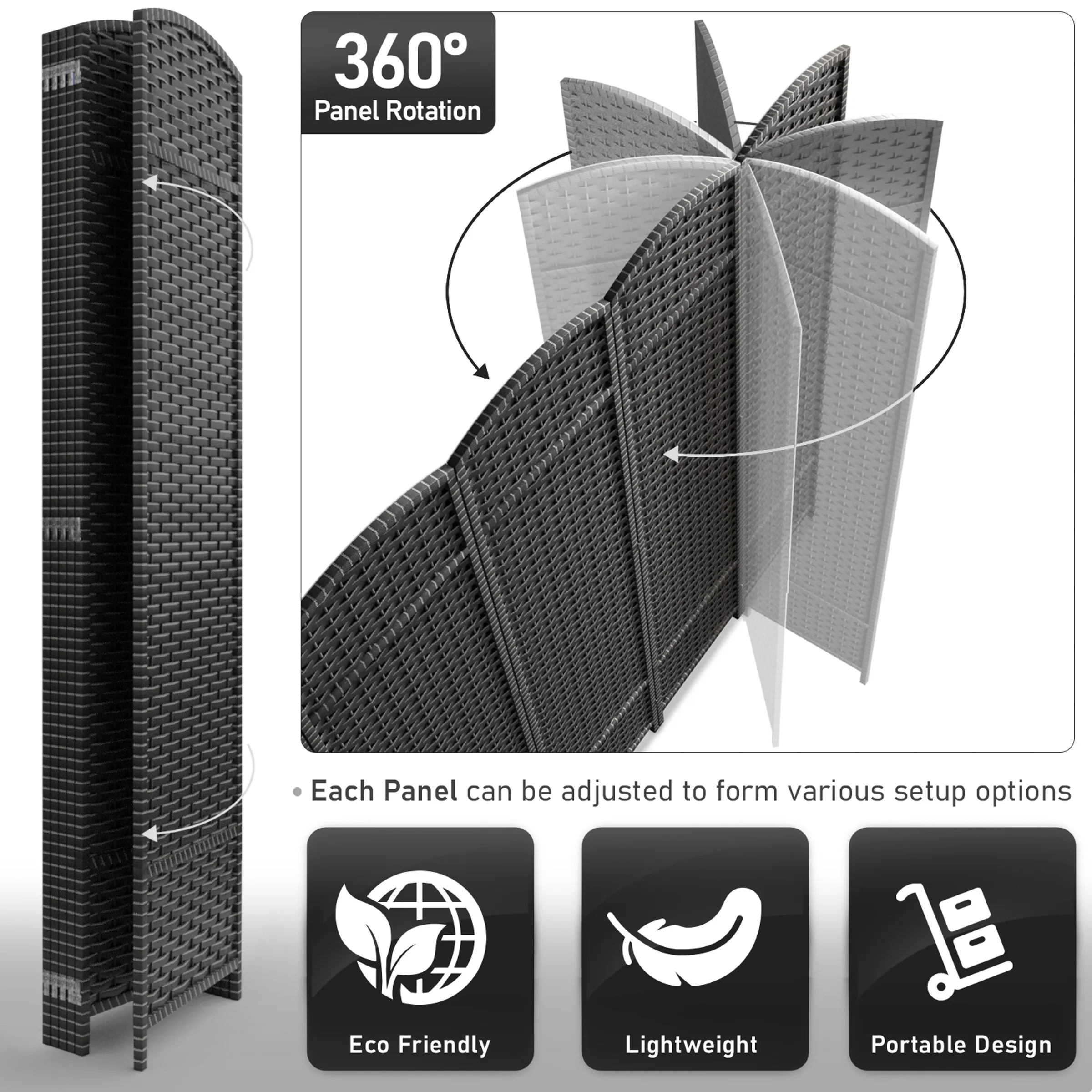 Room Divider Screen Panels (8-6-4 Panel)