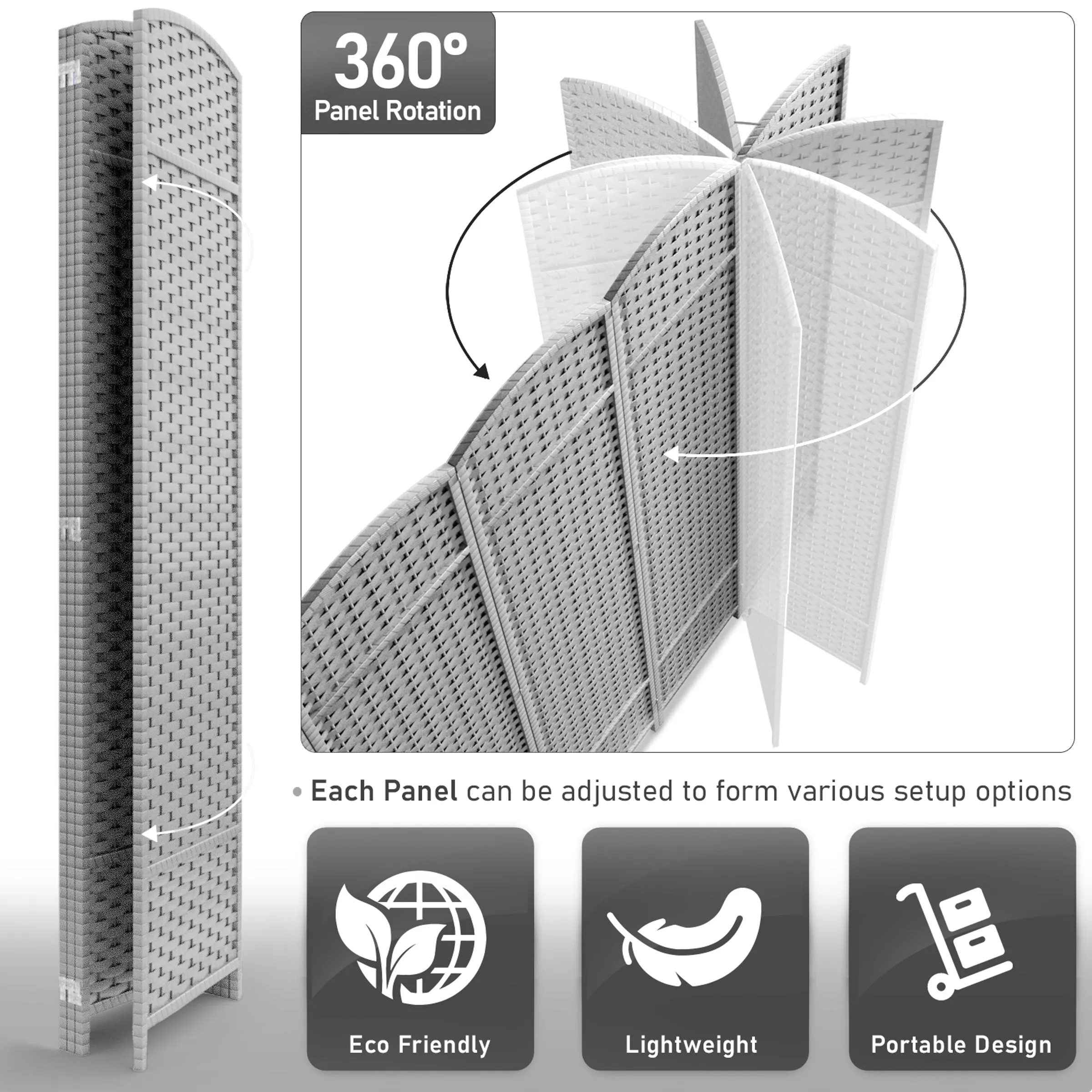 Room Divider Screen Panels (8-6-4 Panel)
