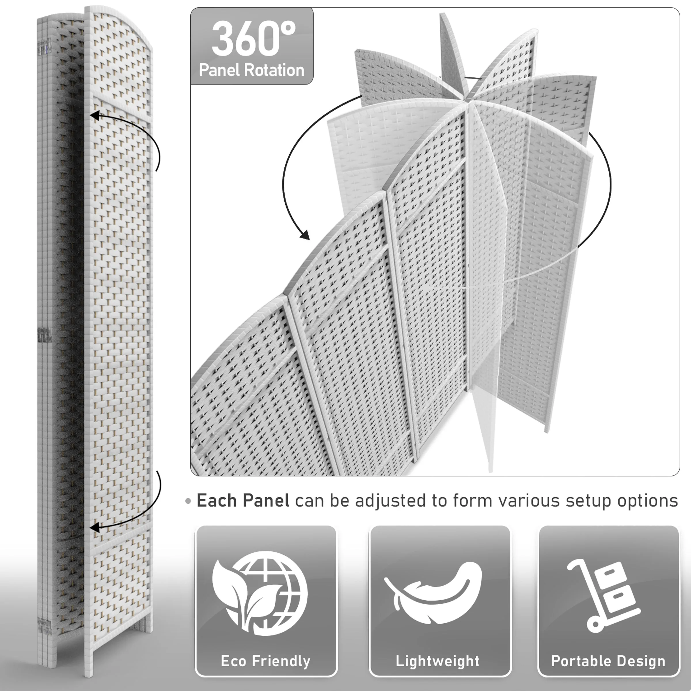 Room Divider Screen Panels (8-6-4 Panel)