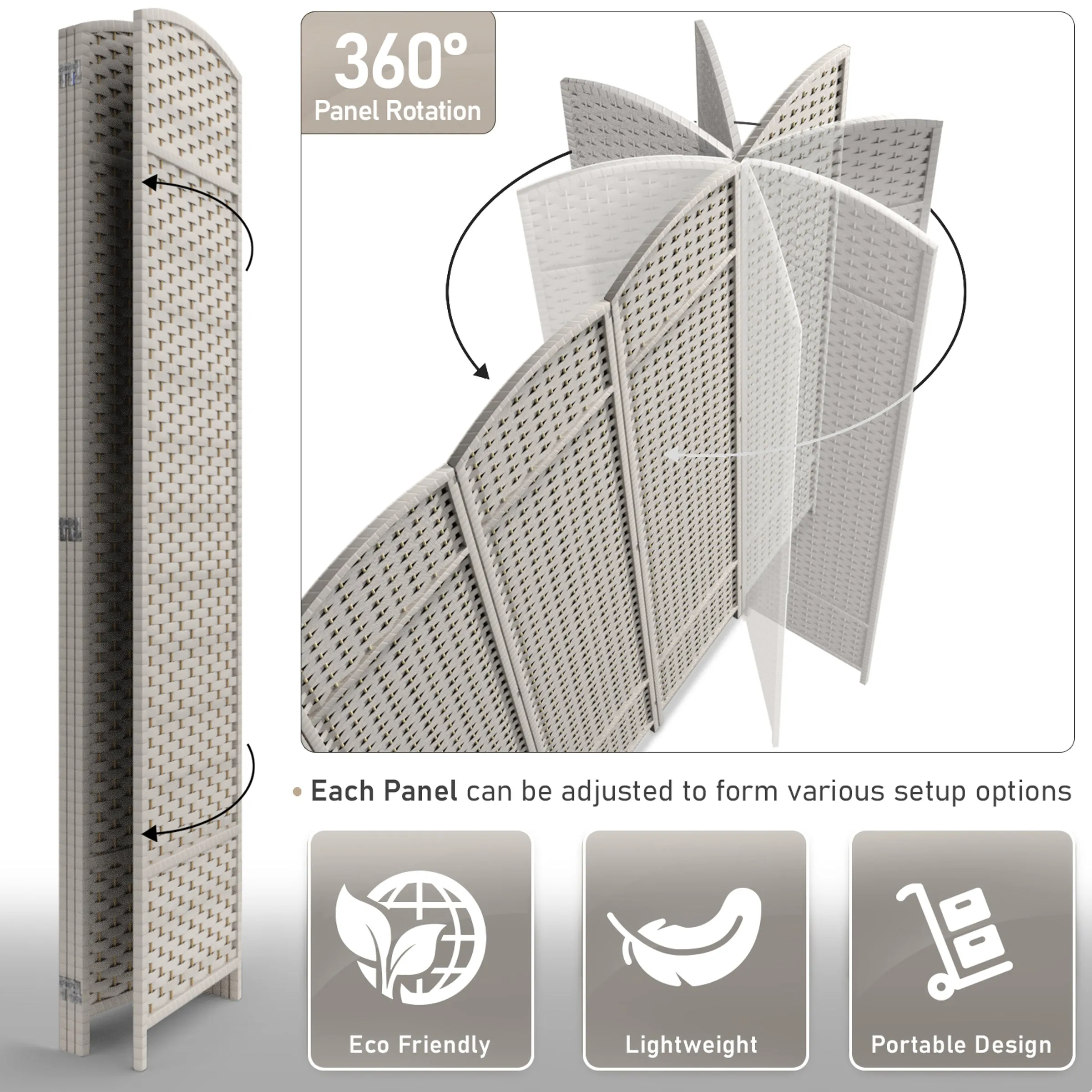 Room Divider Screen Panels (8-6-4 Panel)