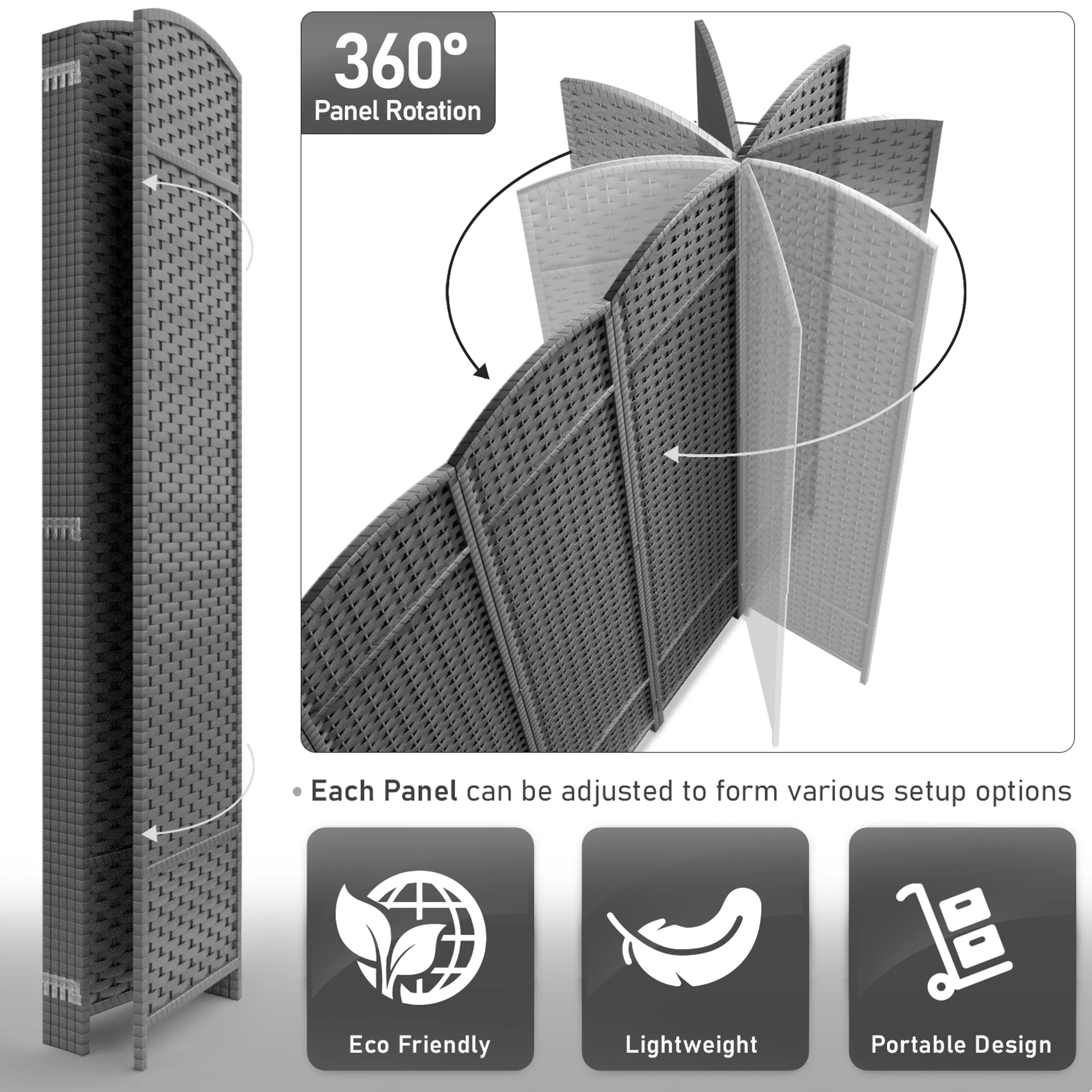 Room Divider Screen Panels (8-6-4 Panel)