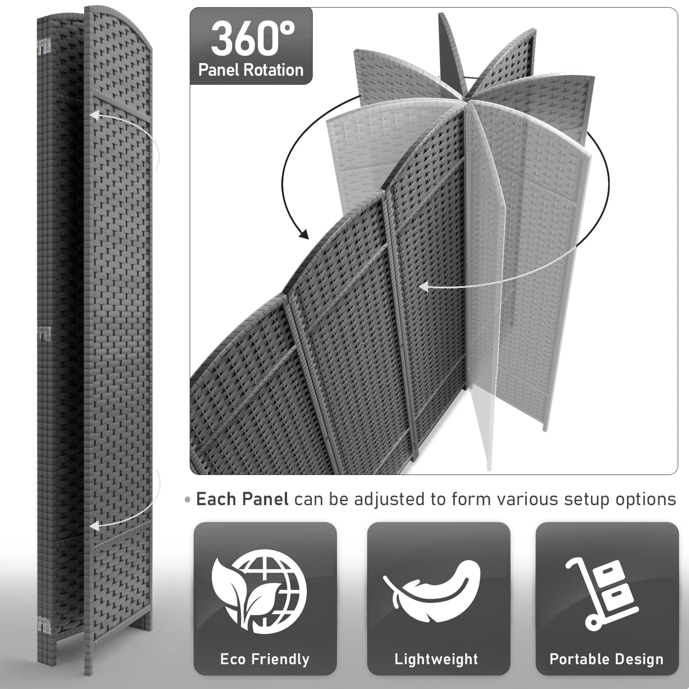 Room Divider Screen Panels (8-6-4 Panel)