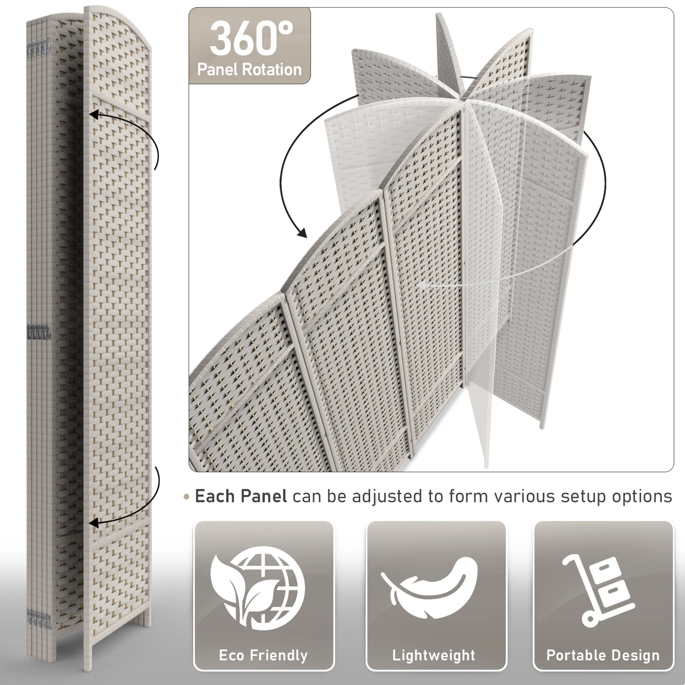 Room Divider Screen Panels (8-6-4 Panel)