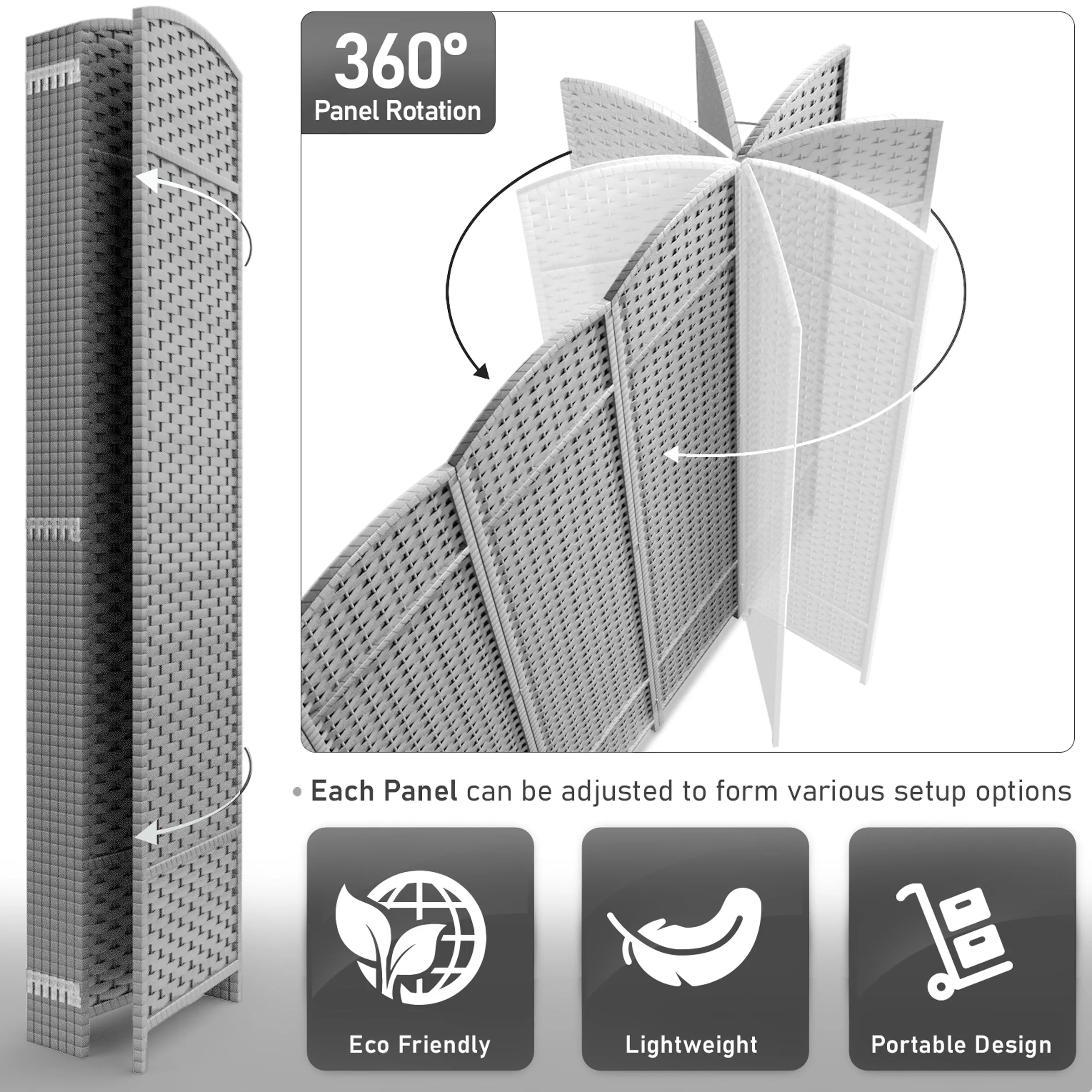 Room Divider Screen Panels (8-6-4 Panel)
