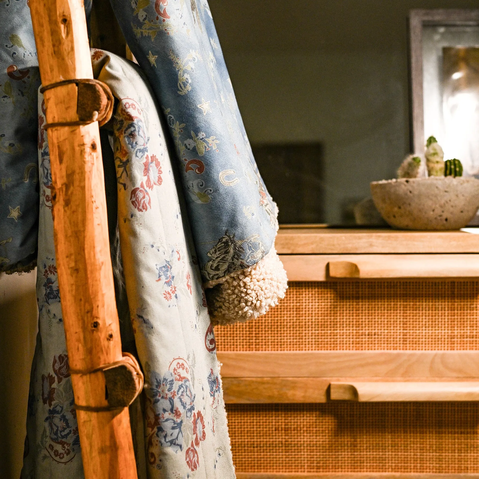 Rosabel Washed Denim Teddy-Backed Throw