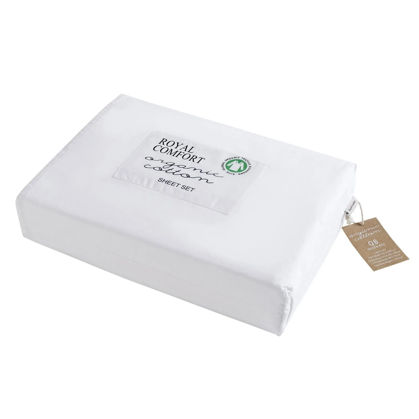 Royal Comfort 250TC Organic 100% Cotton Sheet Set 4 Piece Luxury Hotel Style Queen White