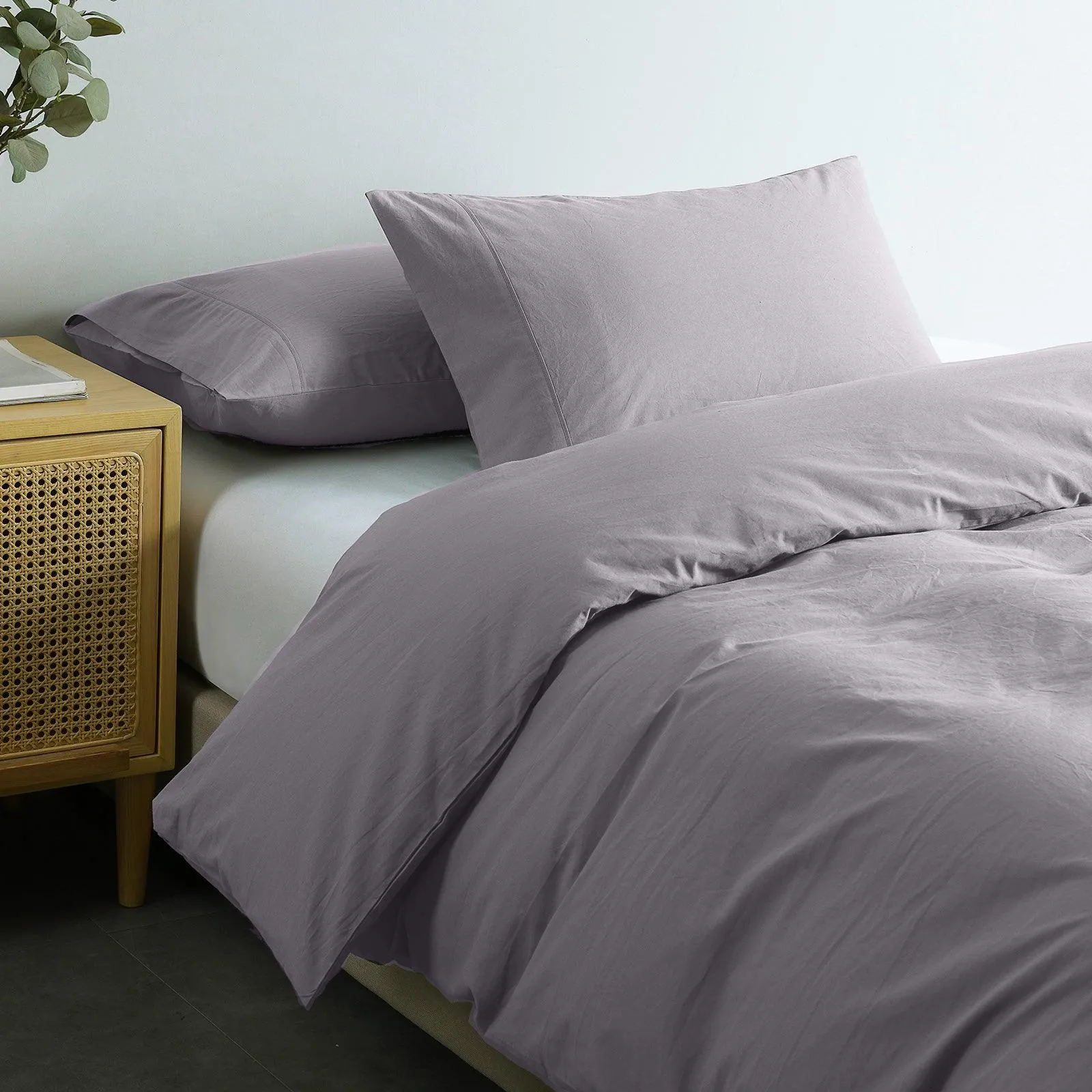 Royal Comfort Vintage Washed 100% Cotton Quilt Cover Set Bedding Ultra Soft - King - Grey