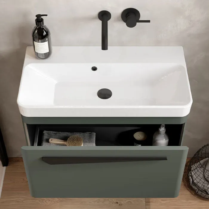 Saneux Matt Sage Wall Hung Vanity Unit and Sink (700mm)