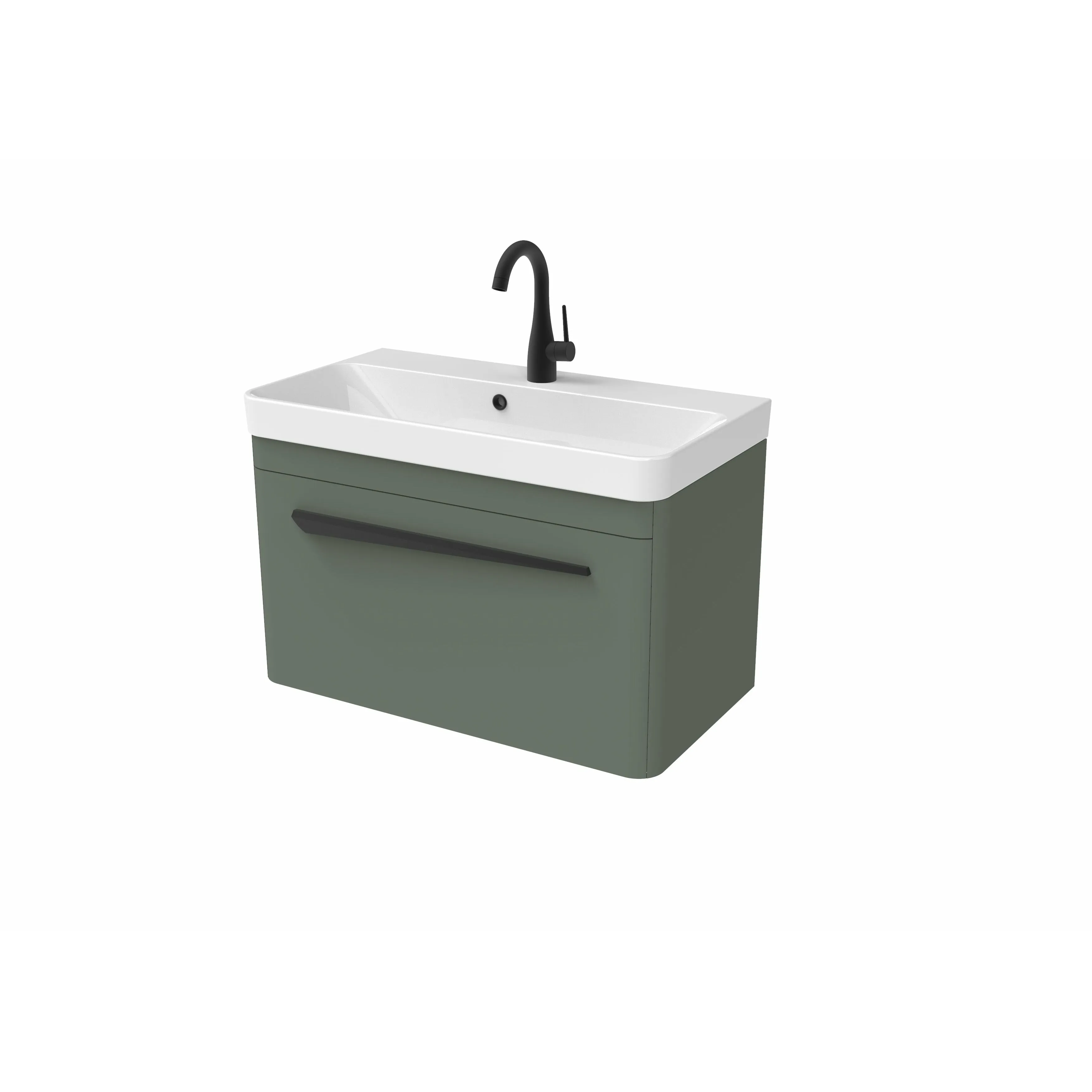 Saneux Matt Sage Wall Hung Vanity Unit and Sink (700mm)