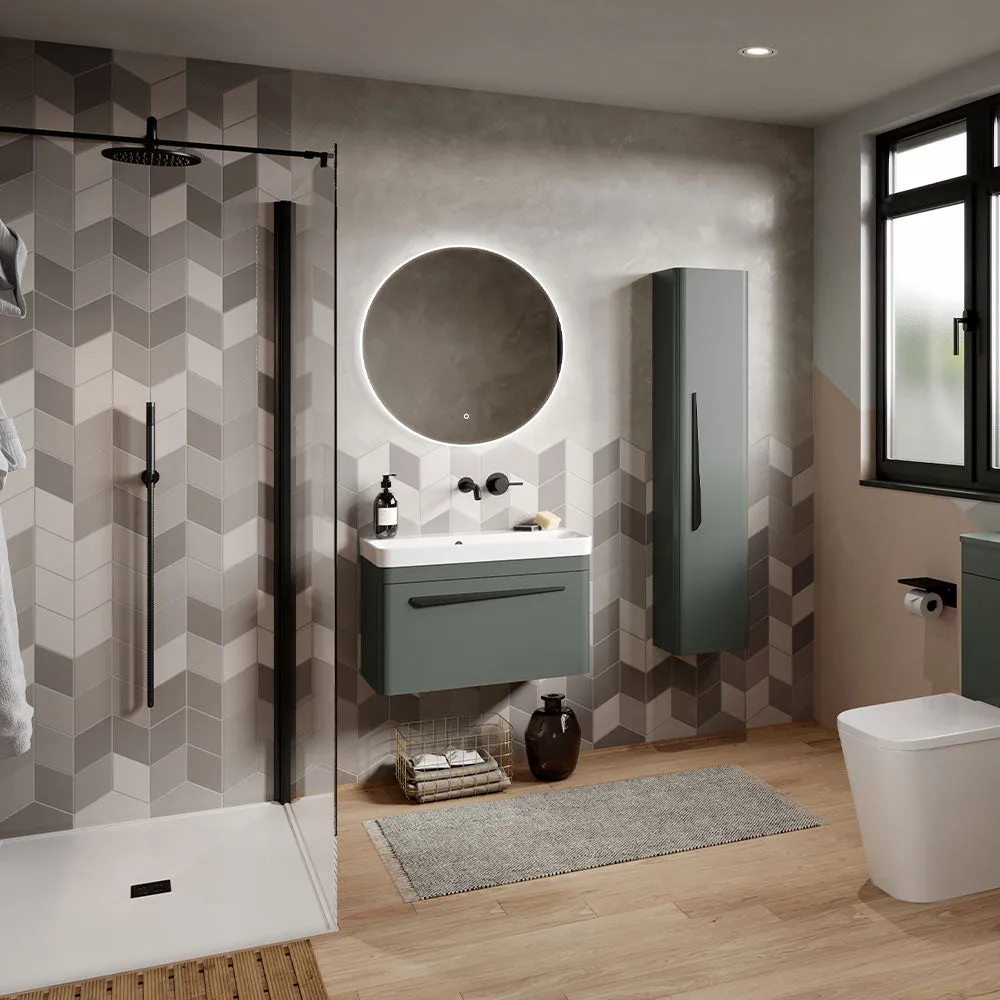 Saneux Matt Sage Wall Hung Vanity Unit and Sink (700mm)