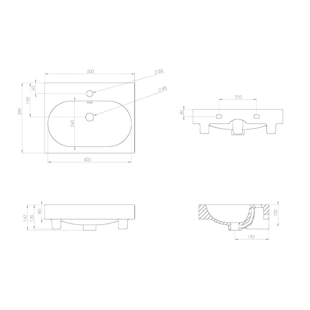 Saneux Matt White Wall-Mounted Vanity Unit and Sink (500mm)