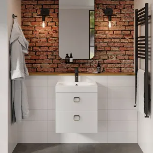 Saneux Matt White Wall-Mounted Vanity Unit and Sink (500mm)
