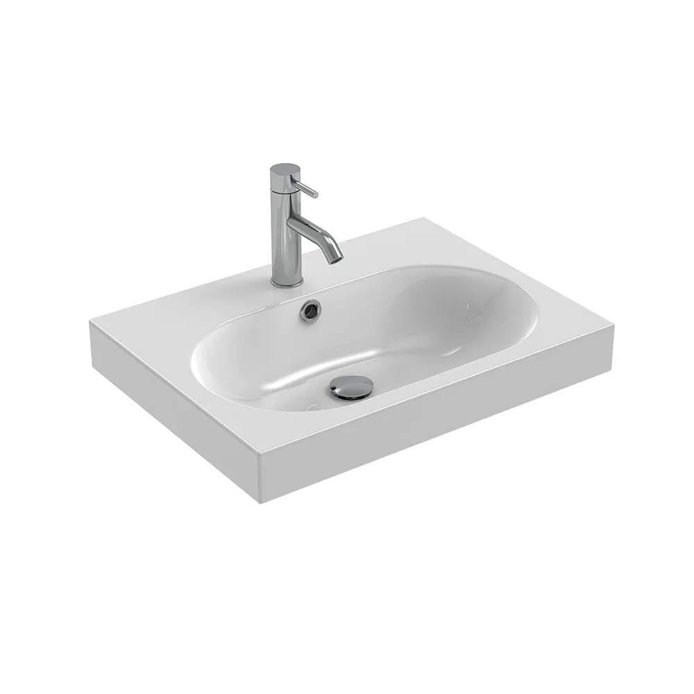 Saneux Matt White Wall-Mounted Vanity Unit and Sink (600mm)