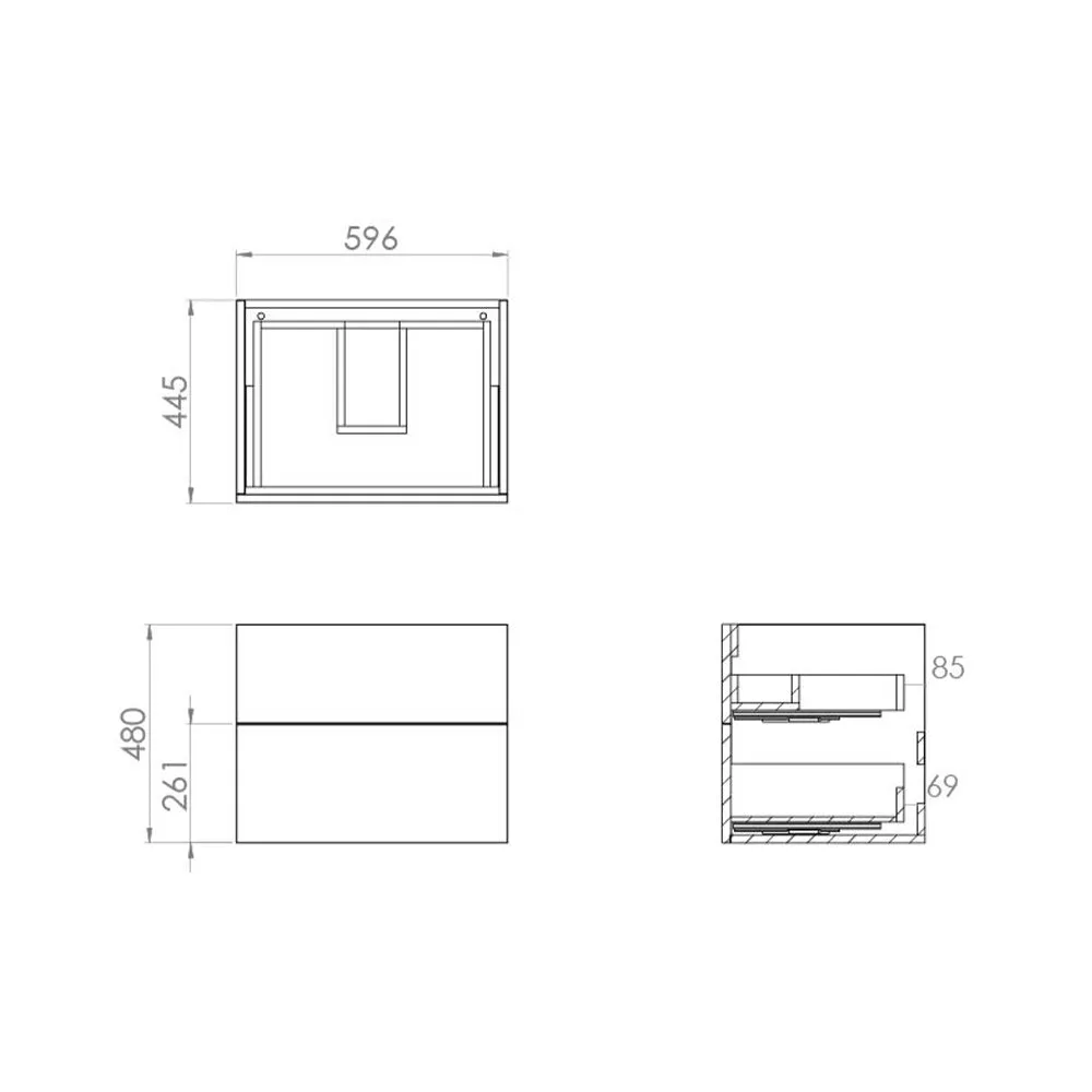 Saneux Matt White Wall-Mounted Vanity Unit and Sink (600mm)