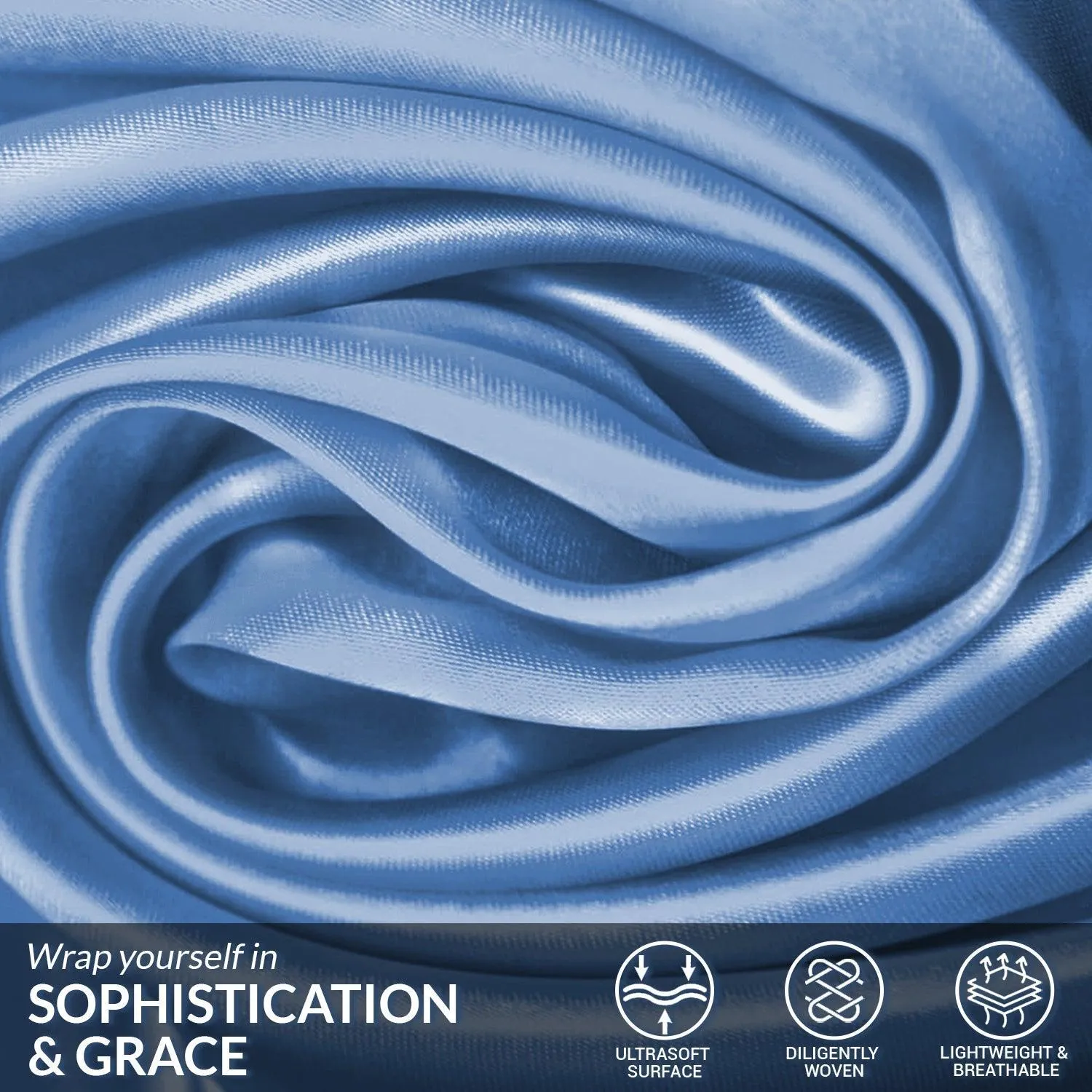 Satin Silk Pillowcase-Airy Blue