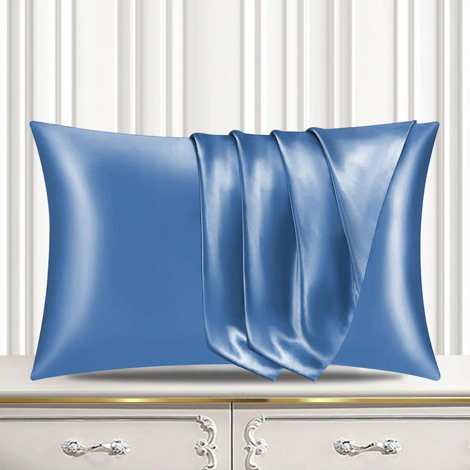 Satin Silk Pillowcase-Airy Blue