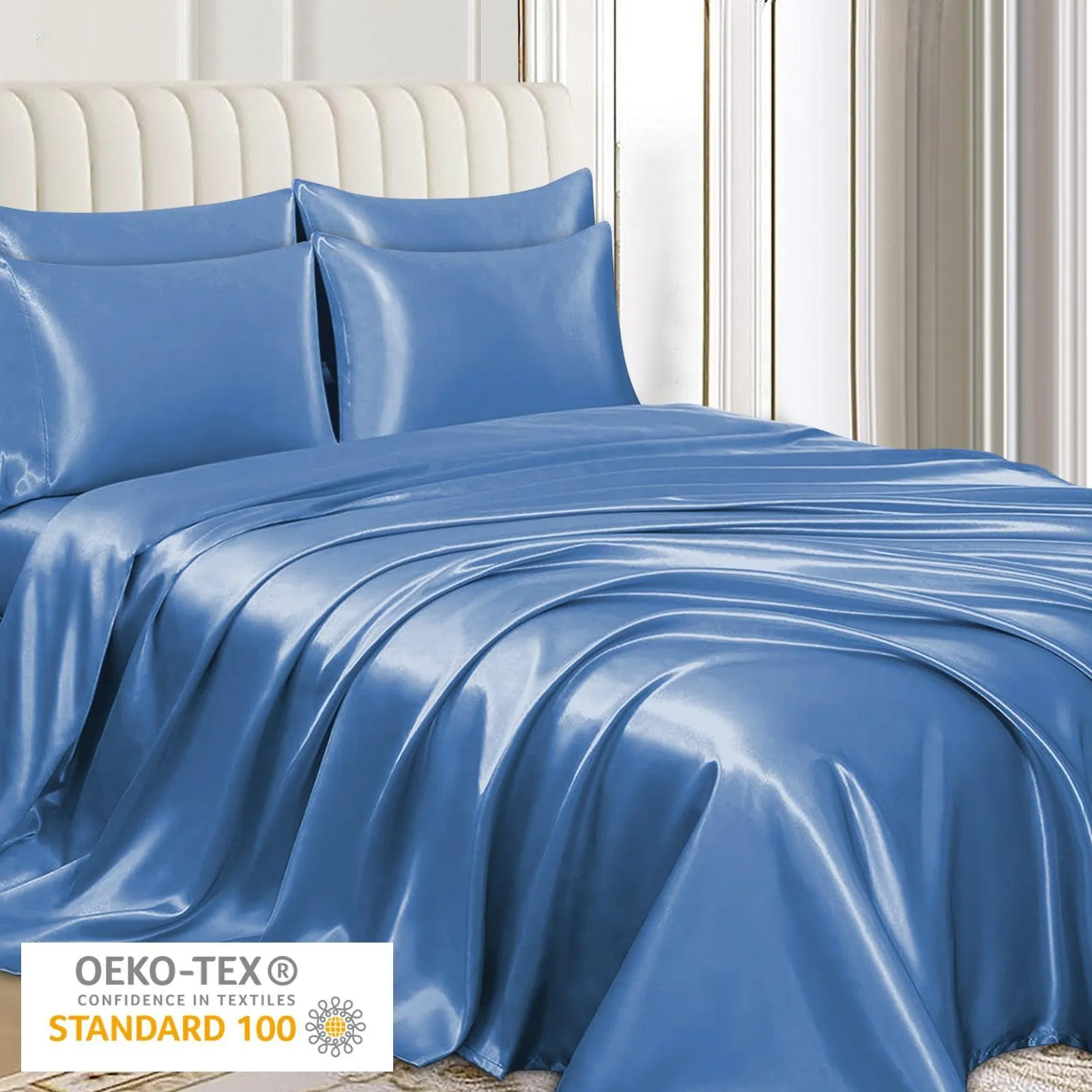 Satin Silk Pillowcase-Airy Blue
