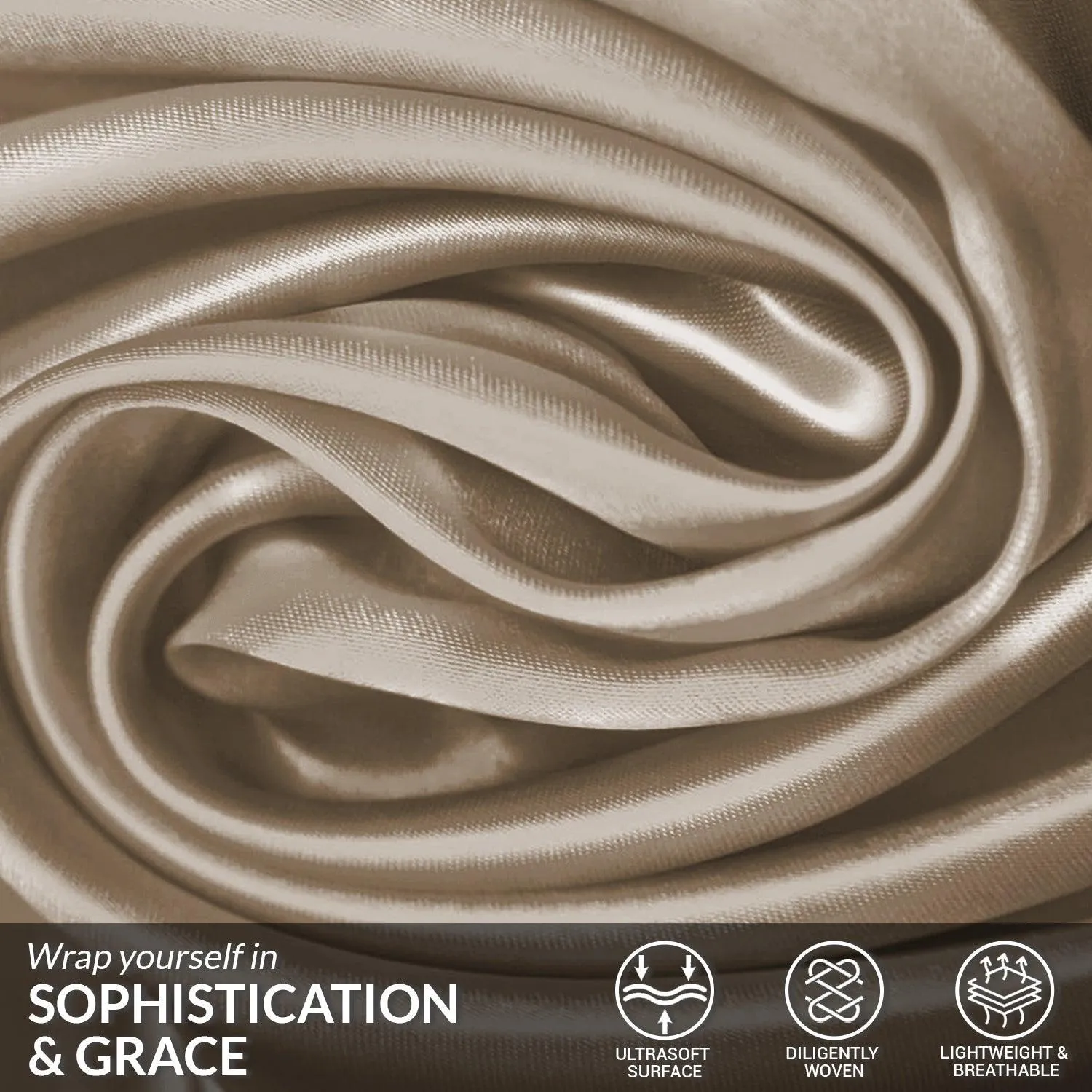 Satin Silk Pillowcase-Khaki