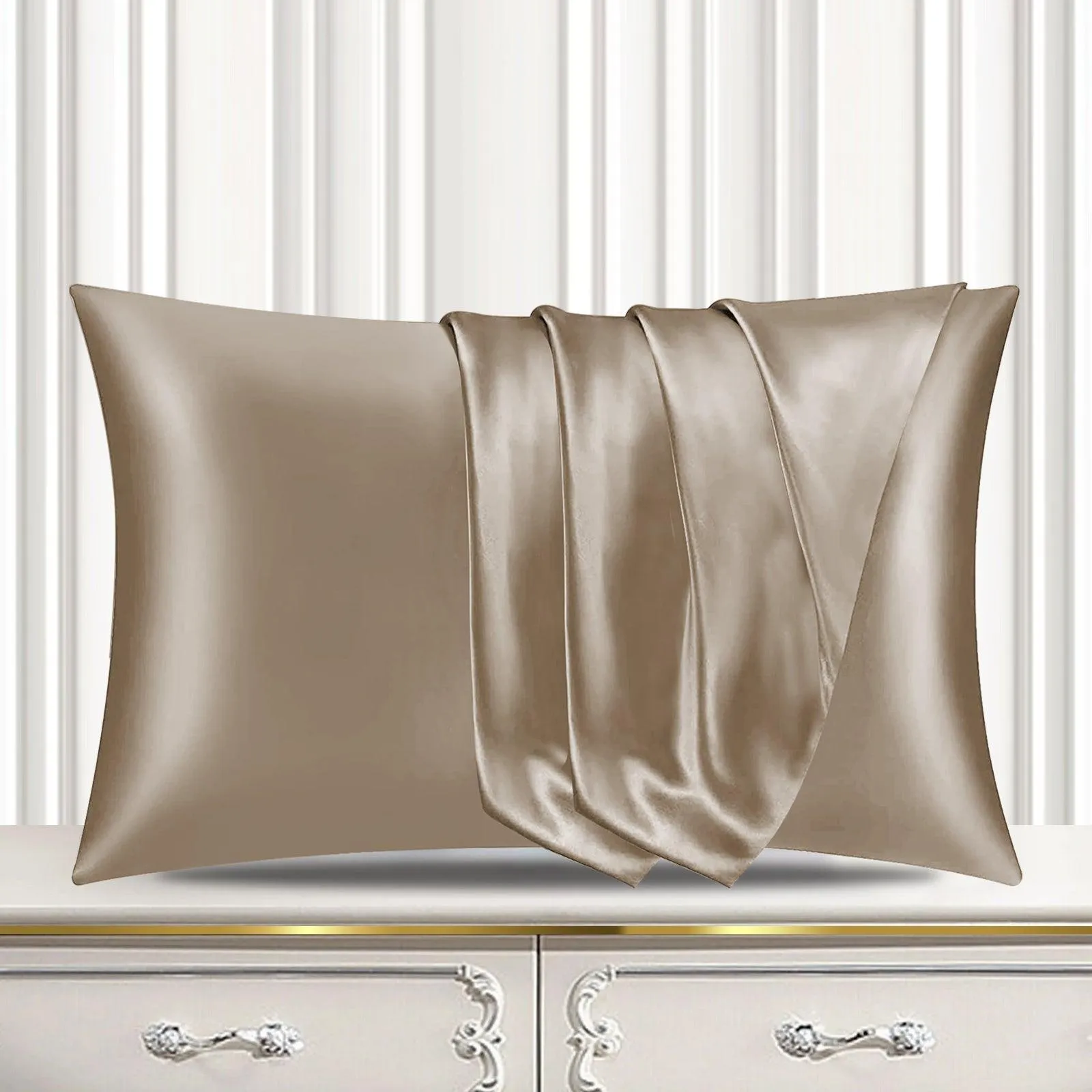 Satin Silk Pillowcase-Khaki