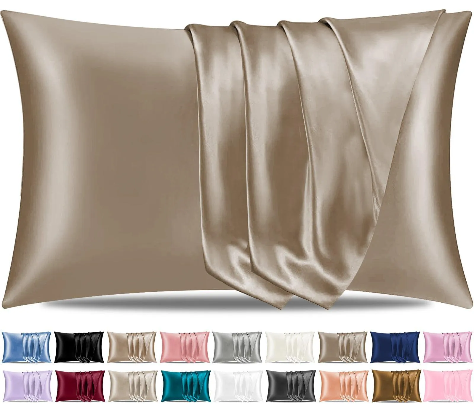 Satin Silk Pillowcase-Khaki