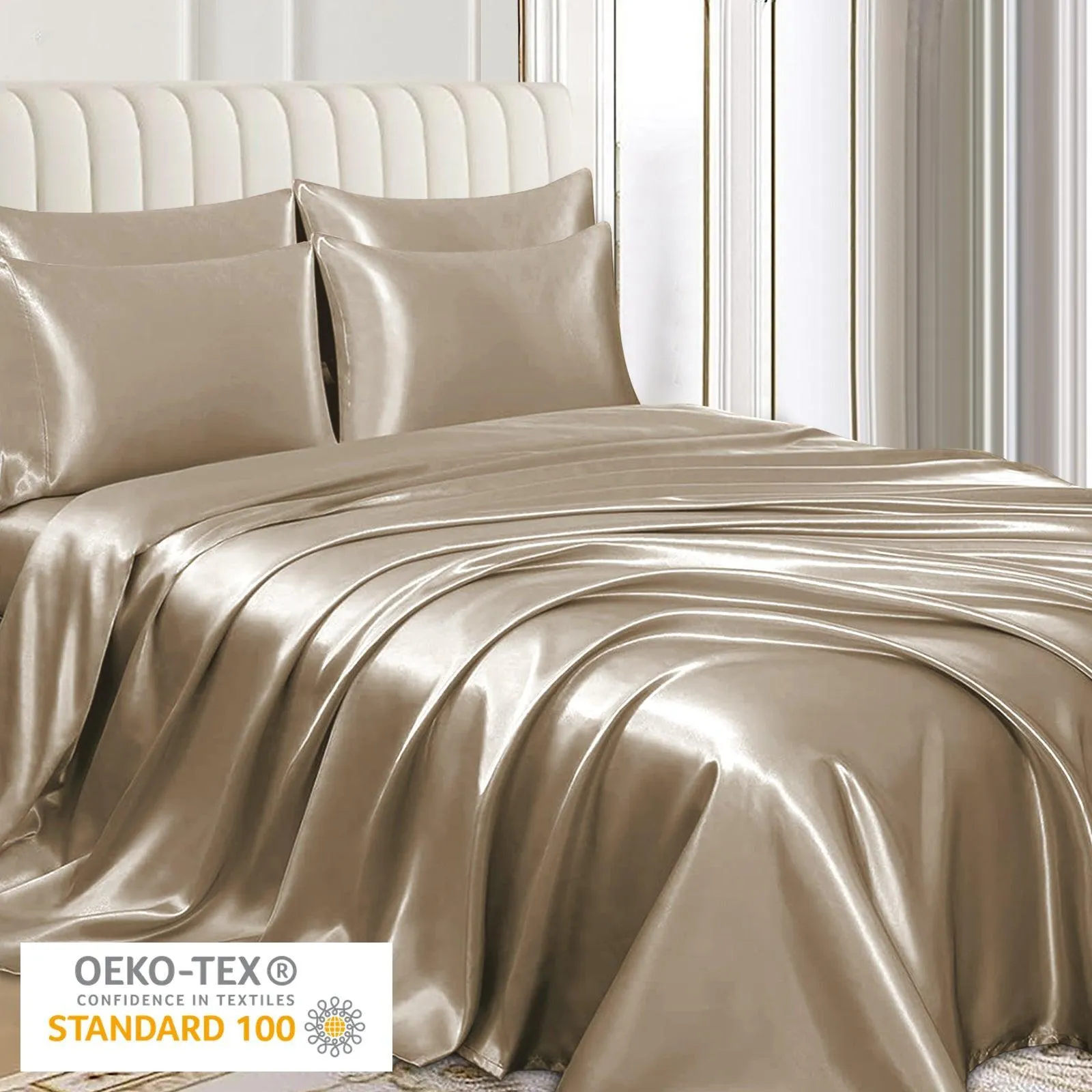 Satin Silk Pillowcase-Khaki