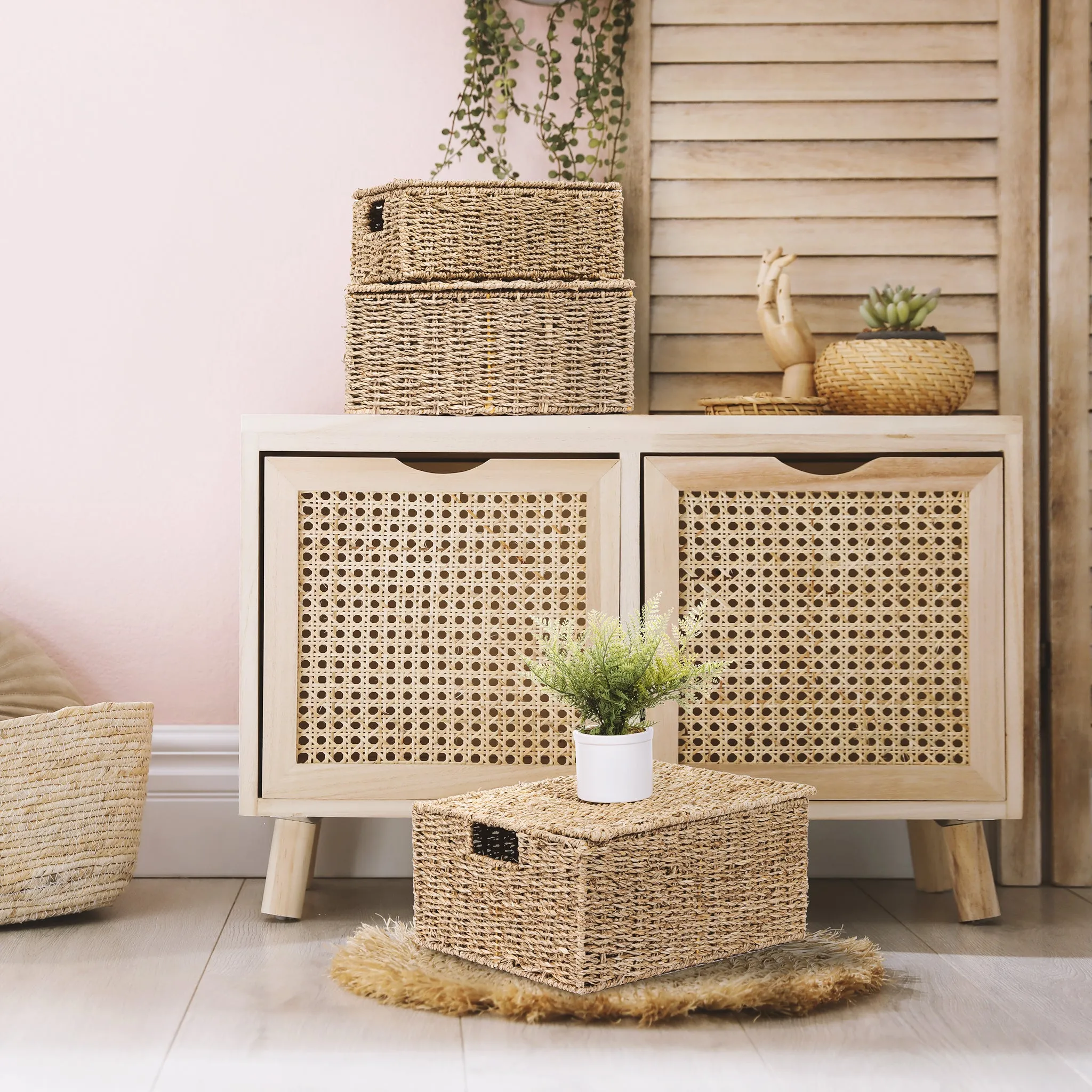 Seagrass Basket Set with Lids