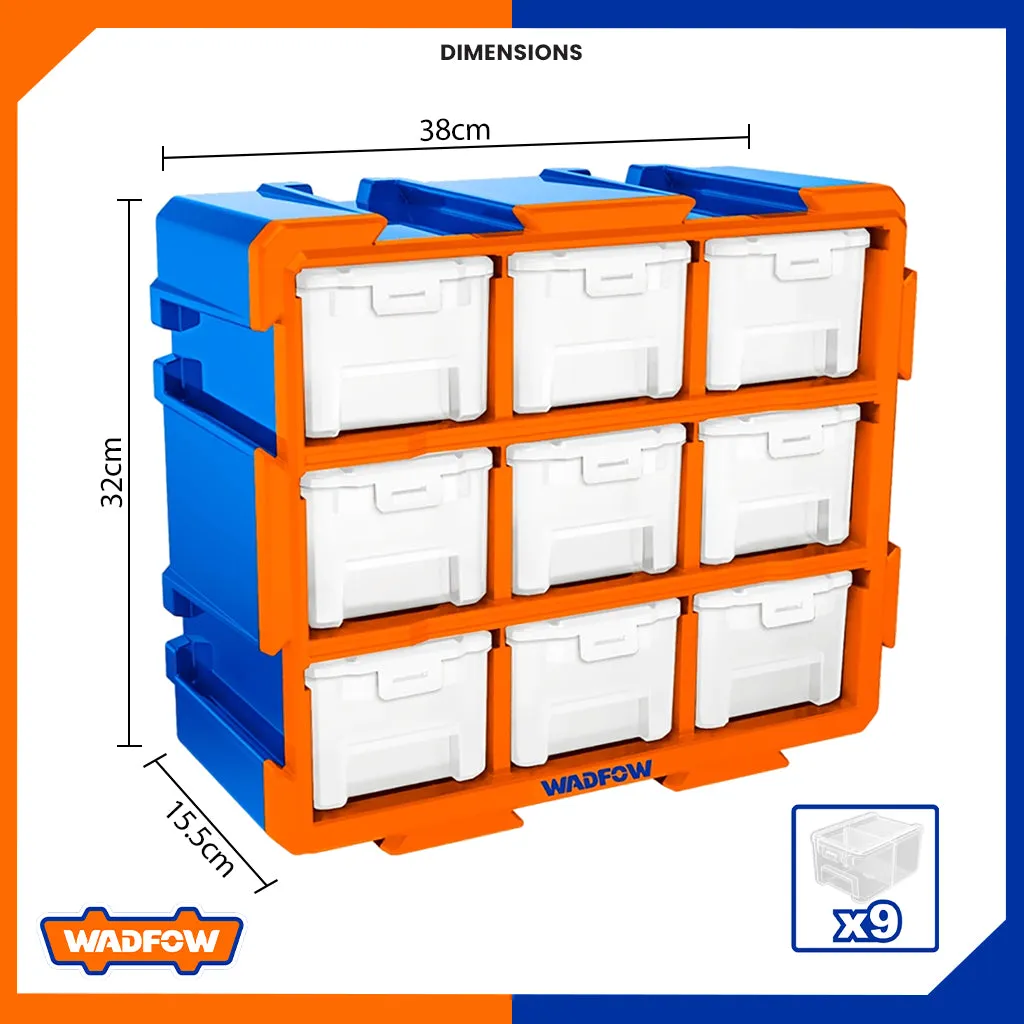 Set of 9pcs Plastic Trays Modular Storage Tower 380 x 155 x 320mm WAD-HT WTB8331