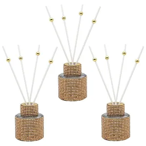 Set Of Three Sparkling Cinnamon Bronze Diamante Boxed Diffusers