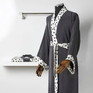 Silk Bathrobe Charcoal dots Bathrobe