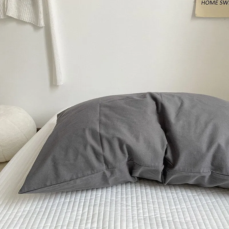 Solid Color Cotton Washed Pillowcase Set