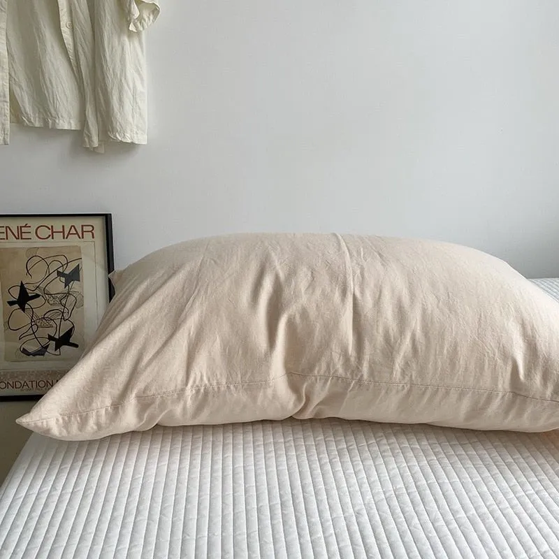 Solid Color Cotton Washed Pillowcase Set