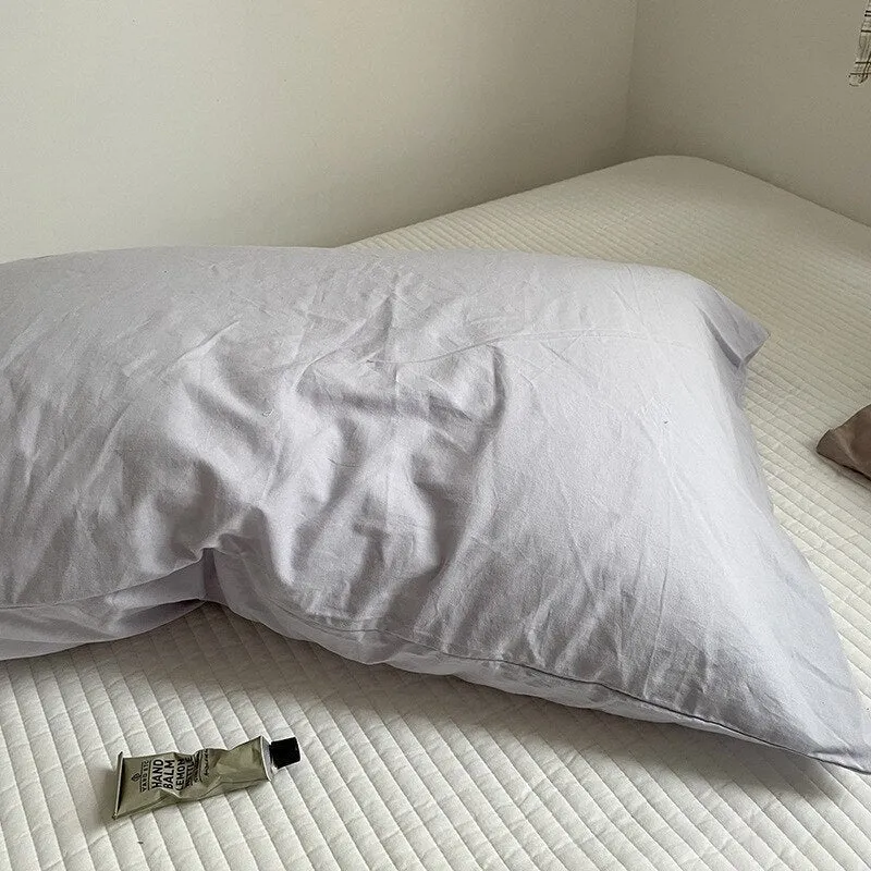 Solid Color Cotton Washed Pillowcase Set