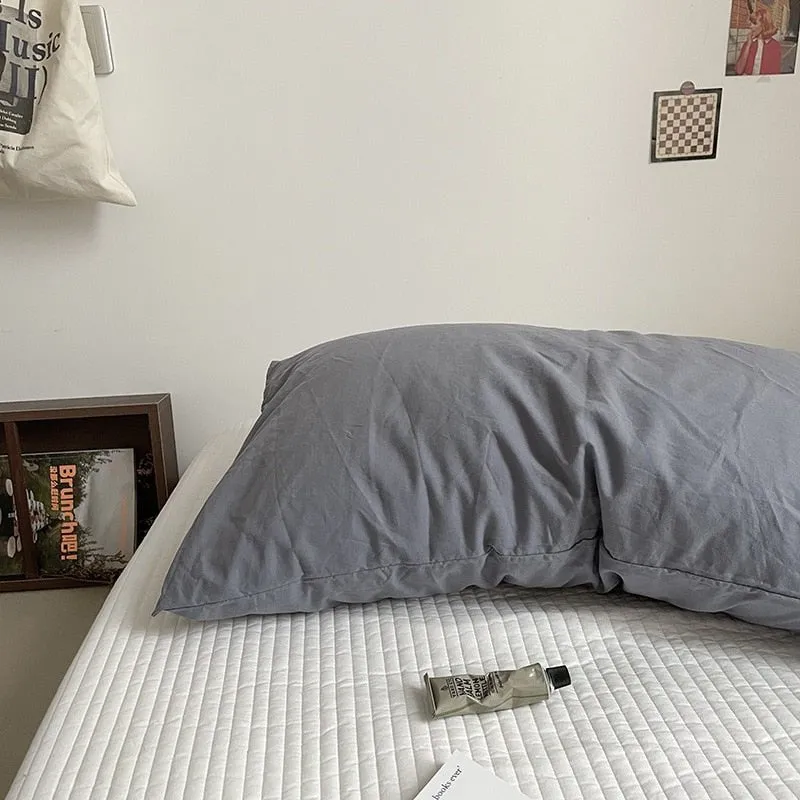 Solid Color Cotton Washed Pillowcase Set