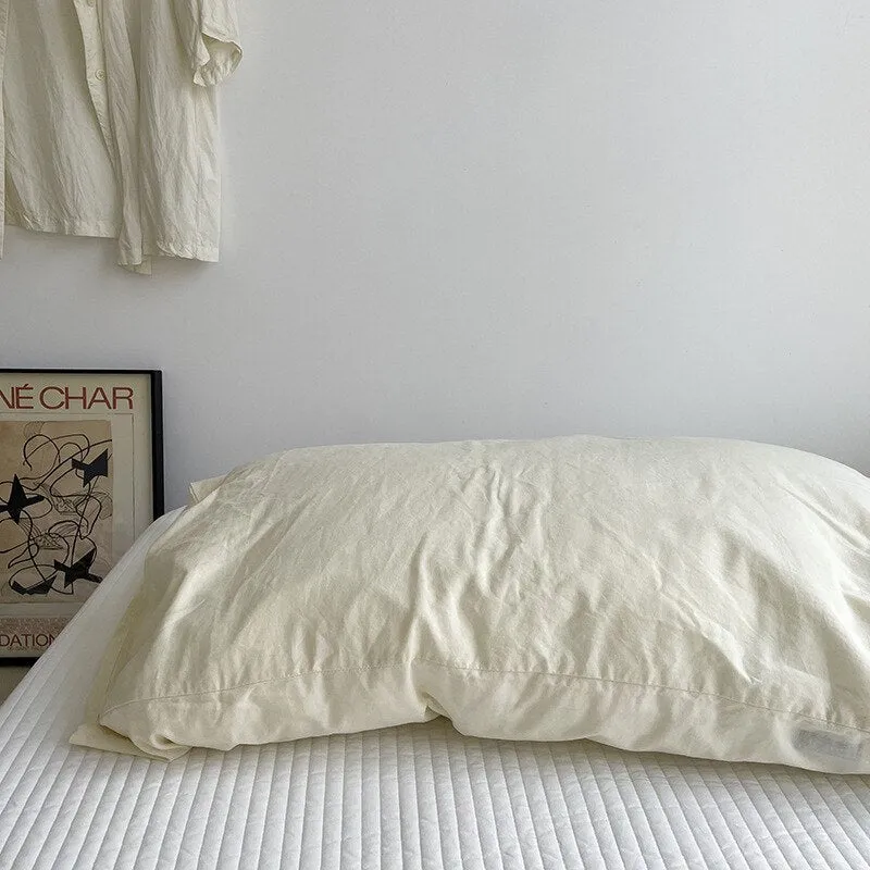 Solid Color Cotton Washed Pillowcase Set