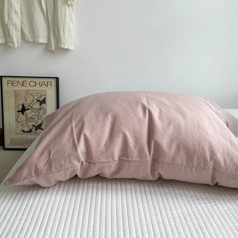 Solid Color Cotton Washed Pillowcase Set
