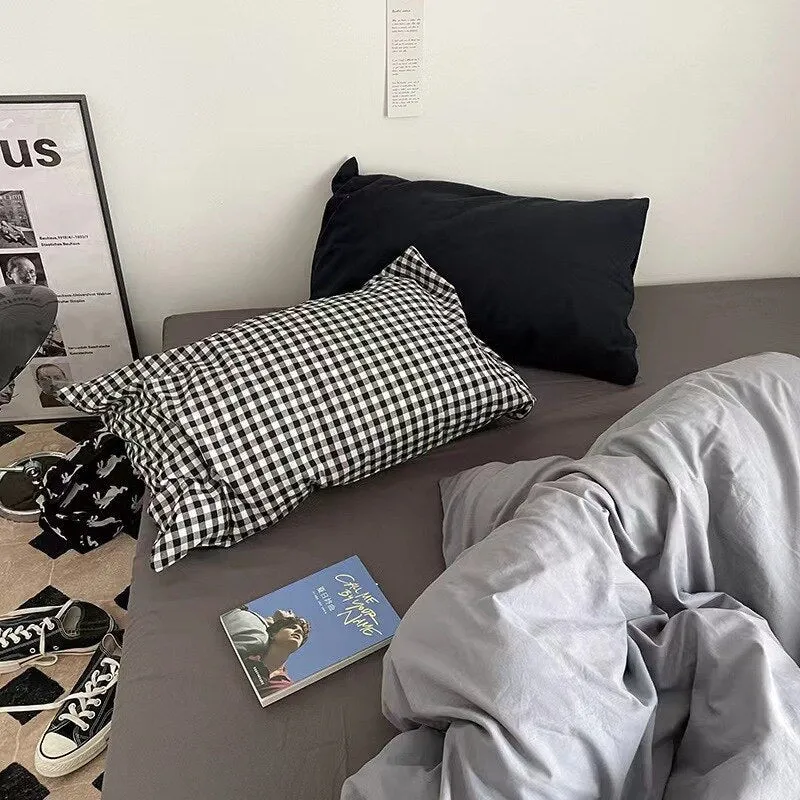 Solid Color Cotton Washed Pillowcase Set
