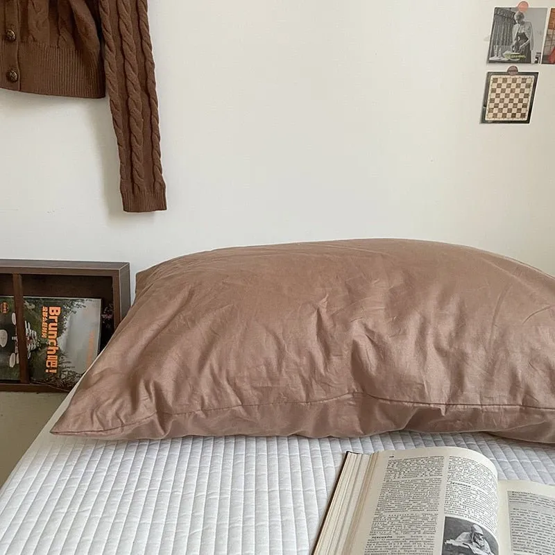 Solid Color Cotton Washed Pillowcase Set