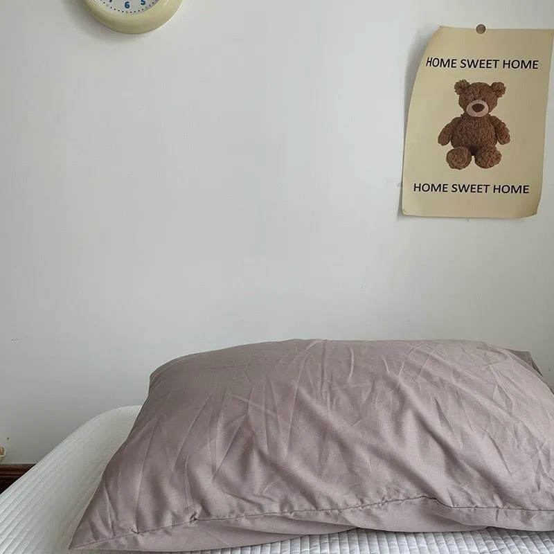 Solid Color Cotton Washed Pillowcase Set
