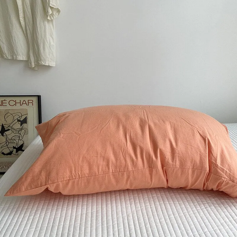 Solid Color Cotton Washed Pillowcase Set