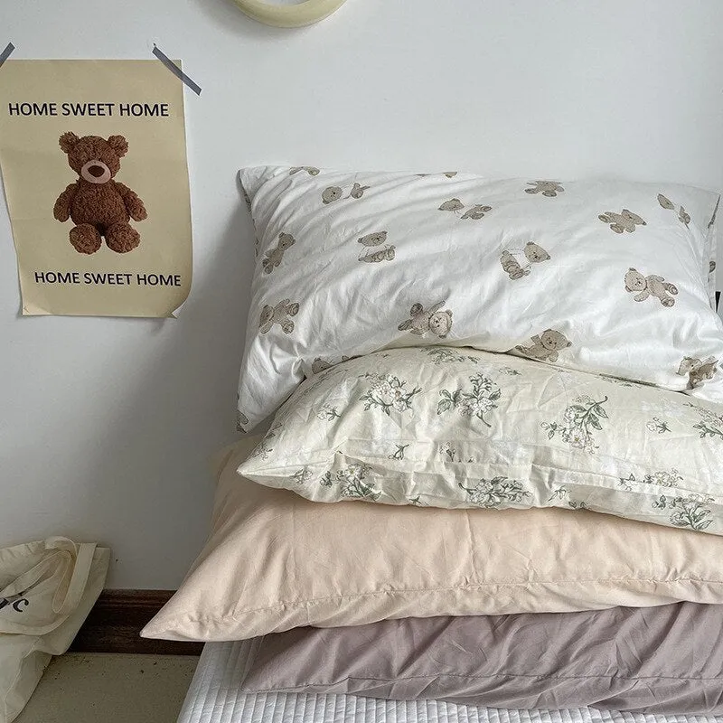 Solid Color Cotton Washed Pillowcase Set