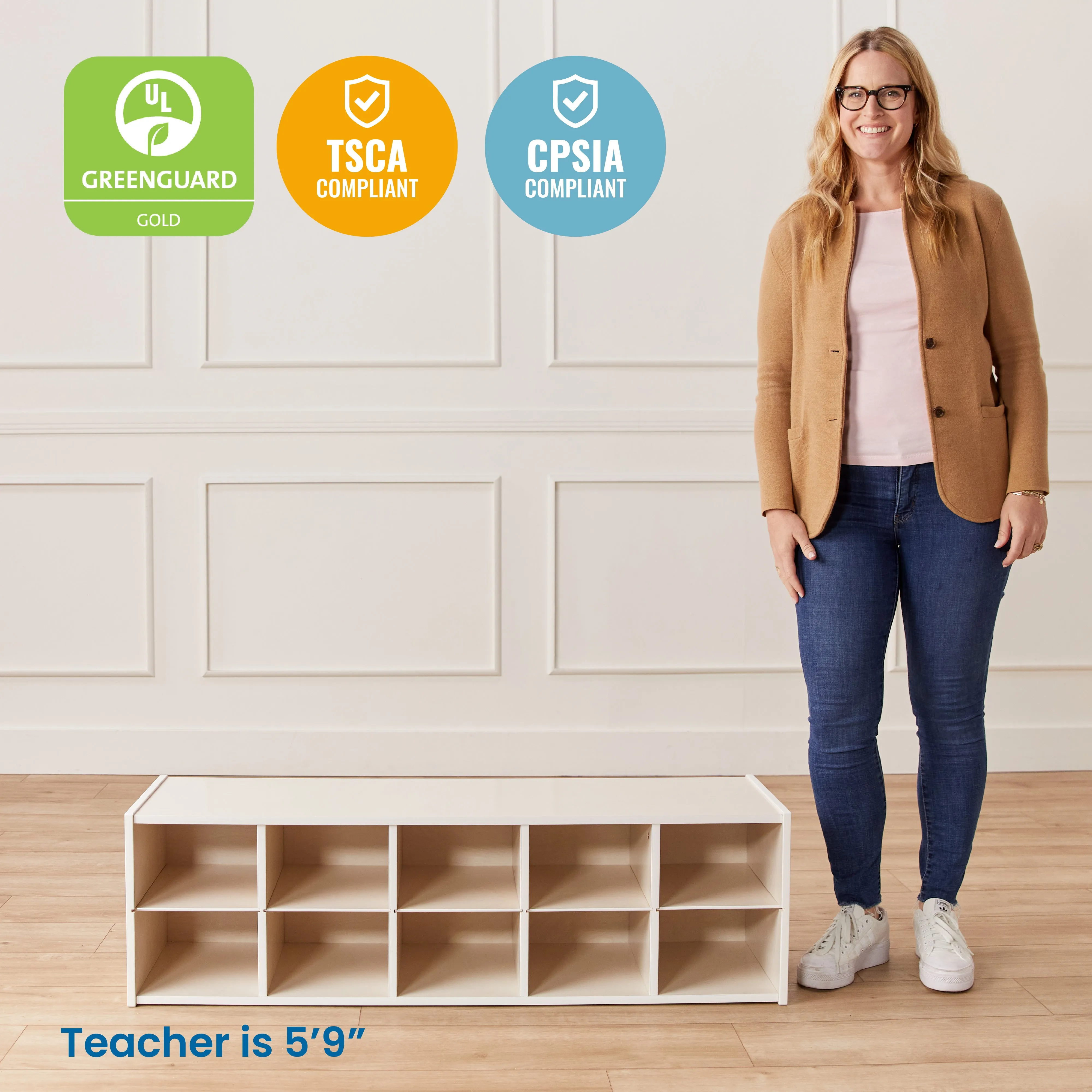 Streamline 10 Cubby Tray Storage Cabinet, 2x5