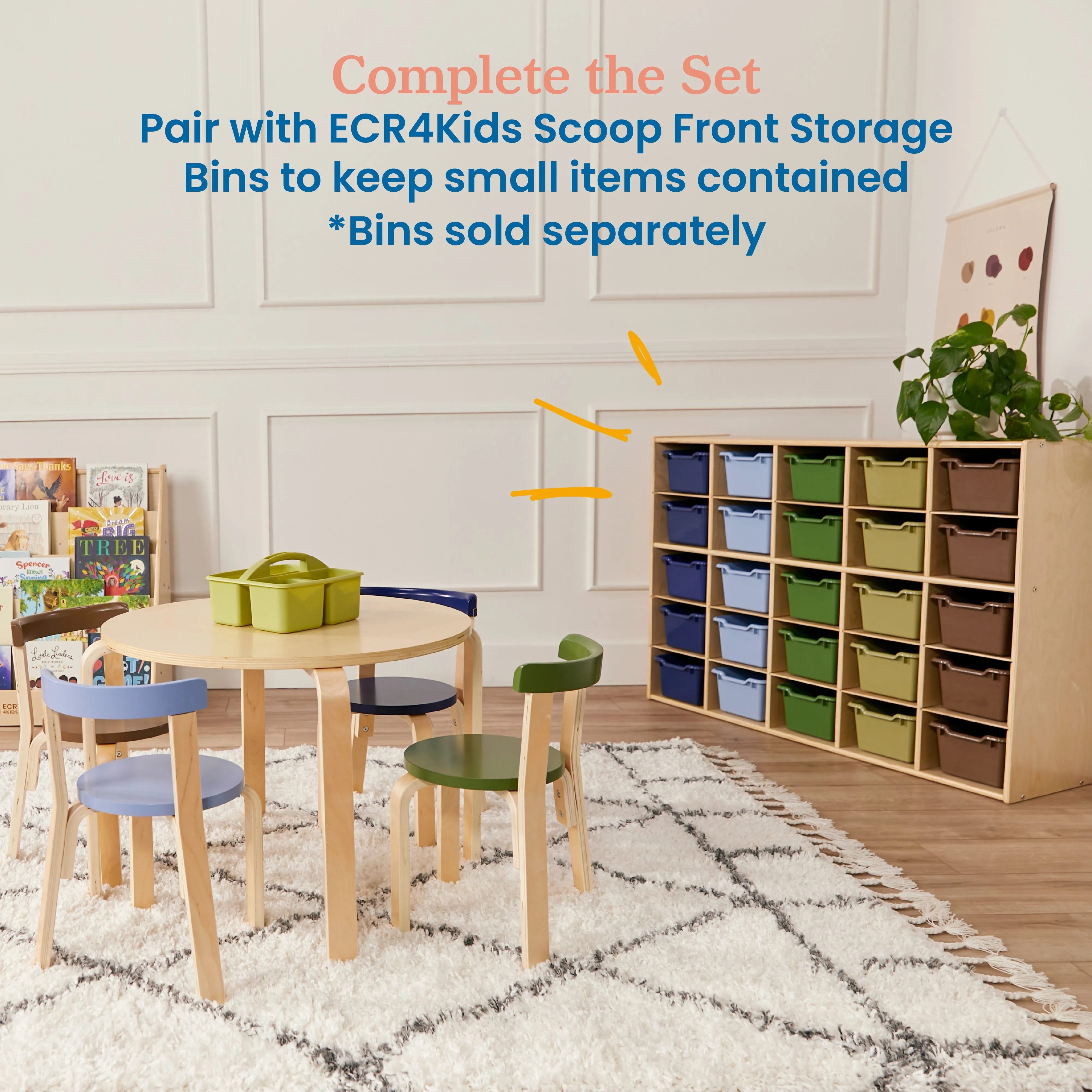 Streamline 25 Cubby Tray Storage Cabinet, 5x5, Classroom Furniture