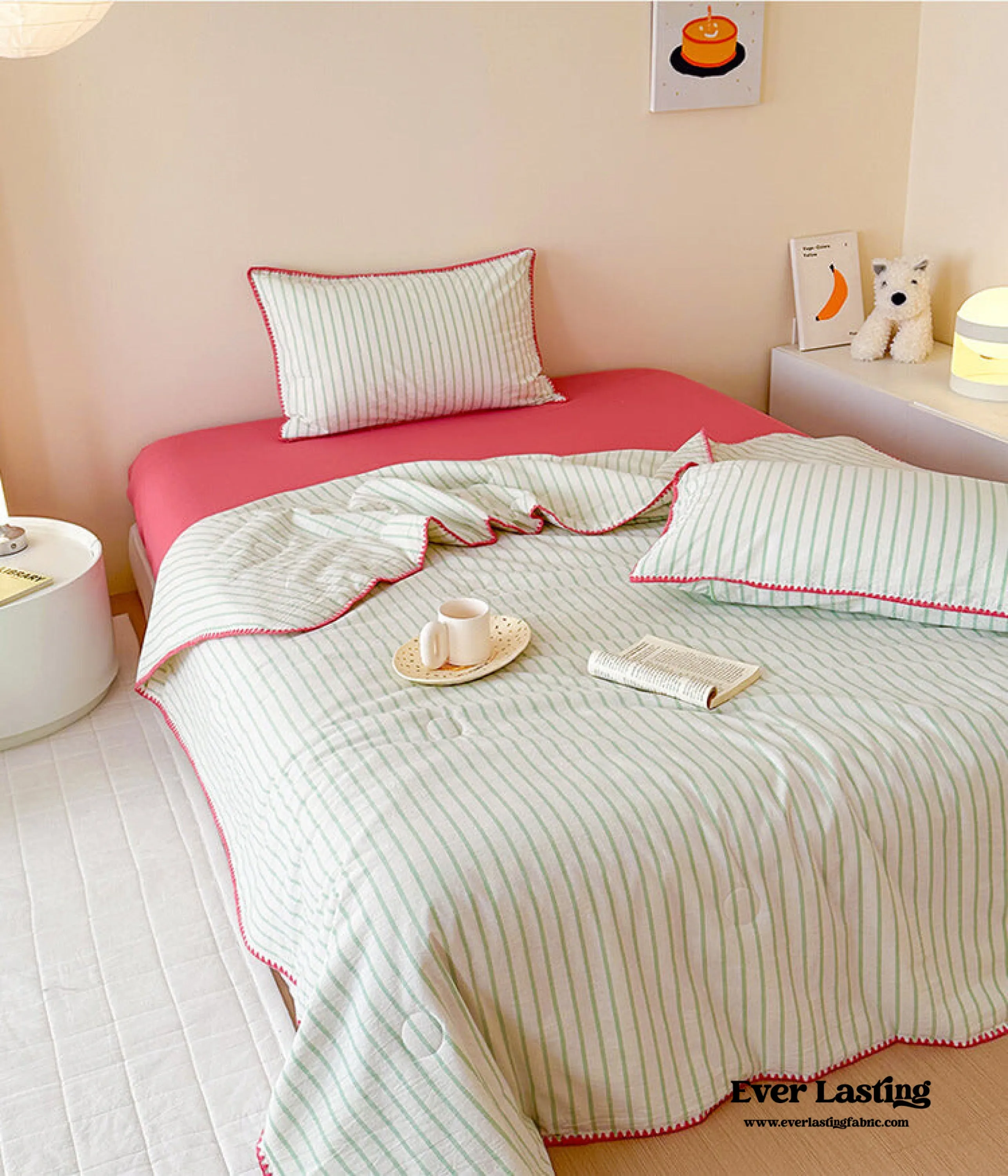 Striped Breathable Blanket Set / Green